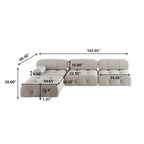 Canapé modulable 5 places en velours – Design capitonné, plusieurs coloris