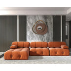 Canapé modulable 5 places en velours – Design capitonné, plusieurs coloris