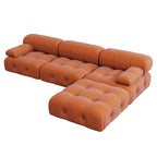 Canapé modulable 5 places en velours – Design capitonné, plusieurs coloris