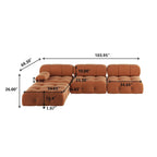 Canapé modulable 5 places en velours – Design capitonné, plusieurs coloris