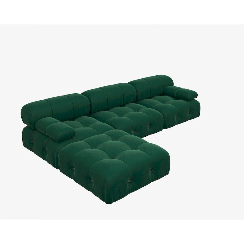 Canapé modulable 5 places en velours – Design capitonné, plusieurs coloris