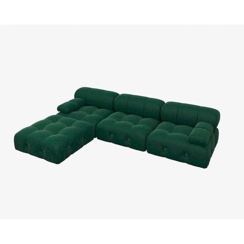 Canapé modulable 5 places en velours – Design capitonné, plusieurs coloris