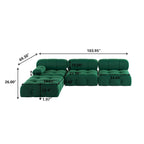Canapé modulable 5 places en velours – Design capitonné, plusieurs coloris