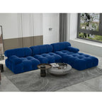 Canapé modulable 5 places en velours – Design capitonné, plusieurs coloris