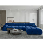 Canapé modulable 5 places en velours – Design capitonné, plusieurs coloris