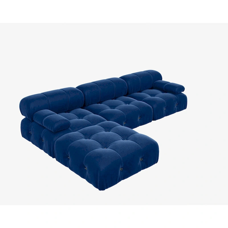Canapé modulable 5 places en velours – Design capitonné, plusieurs coloris