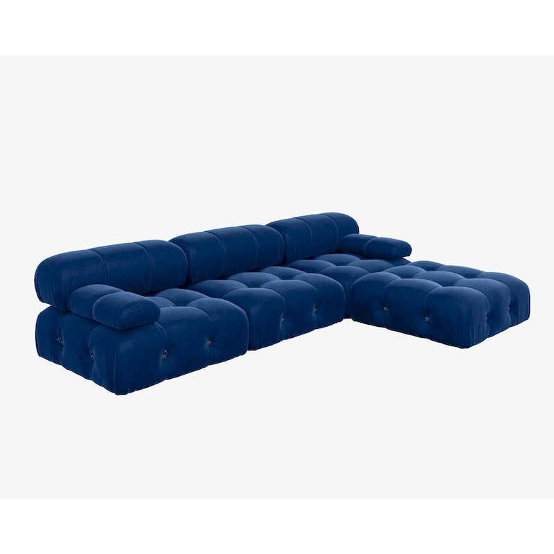 Canapé modulable 5 places en velours – Design capitonné, plusieurs coloris
