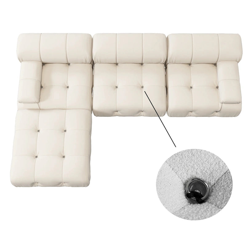 Canapé modulable 5 places en velours – Design capitonné, plusieurs coloris
