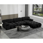 Canapé modulable 5 places en velours – Design capitonné, plusieurs coloris
