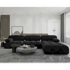 Canapé modulable 5 places en velours – Design capitonné, plusieurs coloris