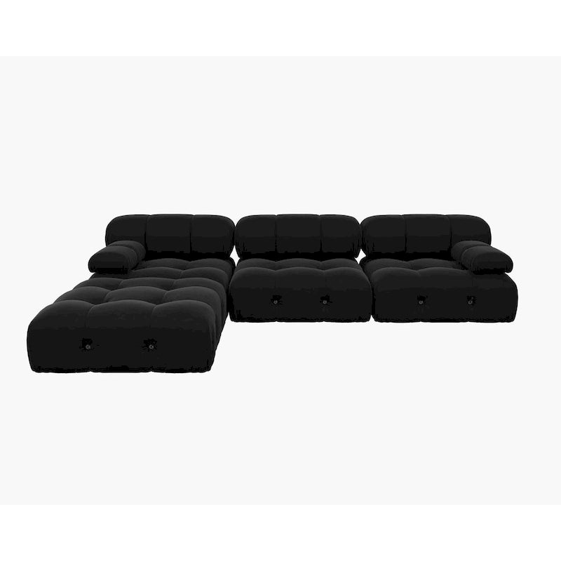 Canapé modulable 5 places en velours – Design capitonné, plusieurs coloris
