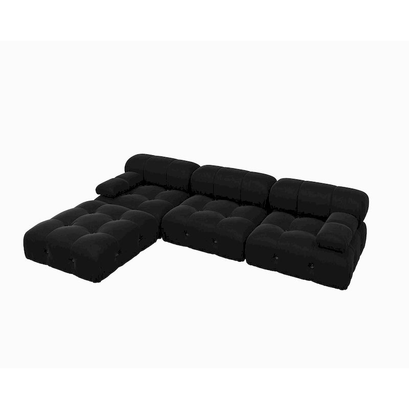 Canapé modulable 5 places en velours – Design capitonné, plusieurs coloris