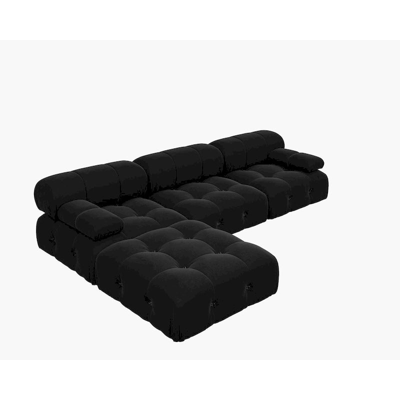Canapé modulable 5 places en velours – Design capitonné, plusieurs coloris