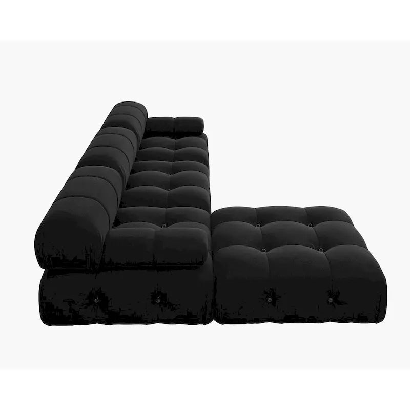 Canapé modulable 5 places en velours – Design capitonné, plusieurs coloris