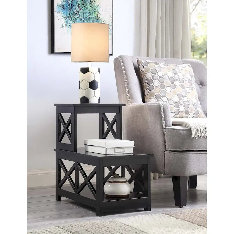 Table d'appoint à 2 niveaux pour fauteuil/canapé
