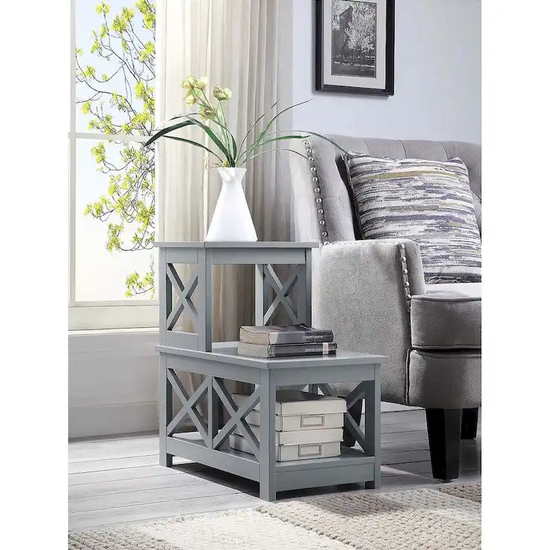 Table d'appoint à 2 niveaux pour fauteuil/canapé