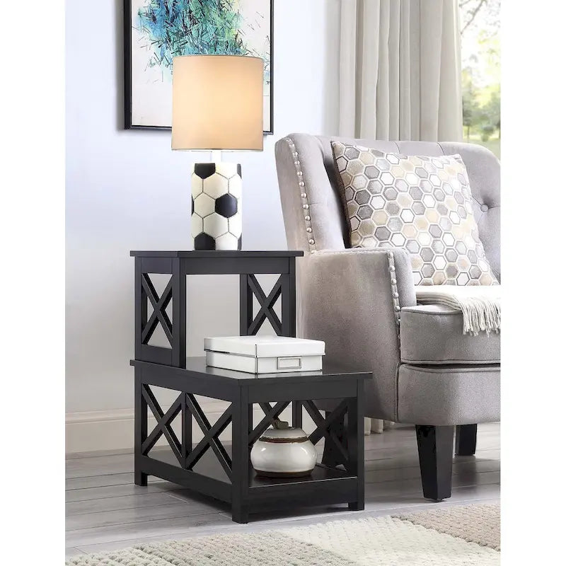 Table d'appoint à 2 niveaux pour fauteuil/canapé