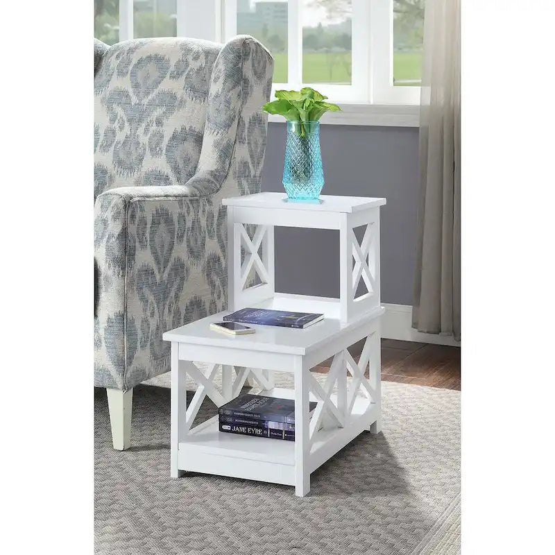 Table d'appoint à 2 niveaux pour fauteuil/canapé