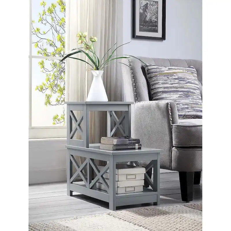Table d'appoint à 2 niveaux pour fauteuil/canapé