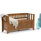 Banc de rangement d'entrée en bois massif de 122 cm