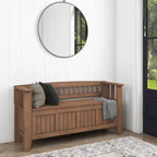 Banc de rangement d'entrée en bois massif de 122 cm