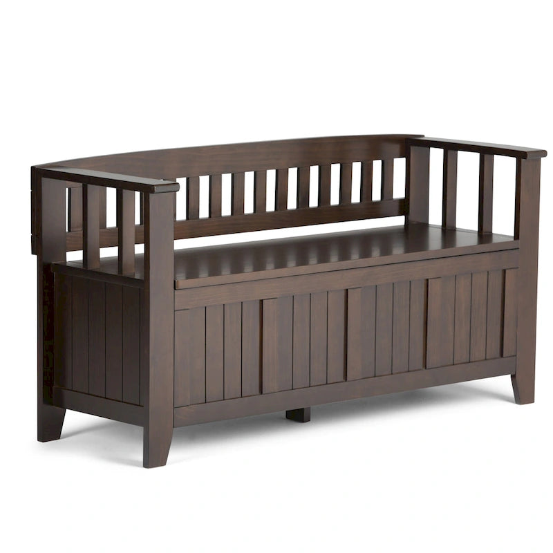 Banc de rangement d'entrée en bois massif de 122 cm