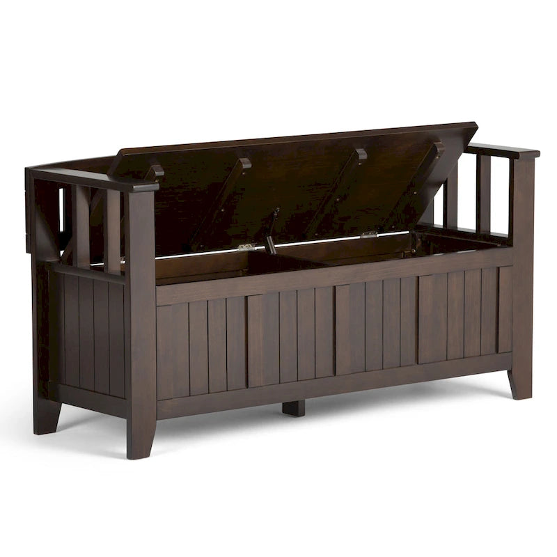 Banc de rangement d'entrée en bois massif de 122 cm