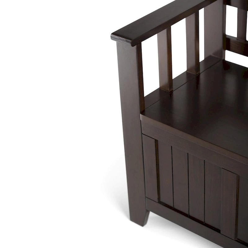 Banc de rangement d'entrée en bois massif de 122 cm