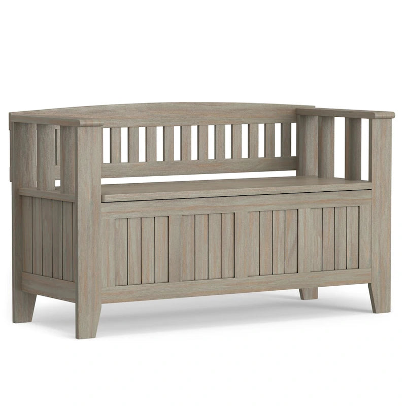 Banc de rangement d'entrée en bois massif de 122 cm