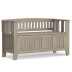 Banc de rangement d'entrée en bois massif de 122 cm