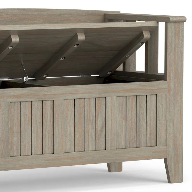Banc de rangement d'entrée en bois massif de 122 cm