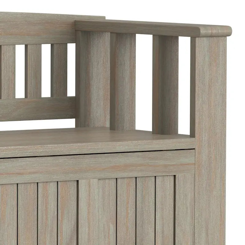 Banc de rangement d'entrée en bois massif de 122 cm