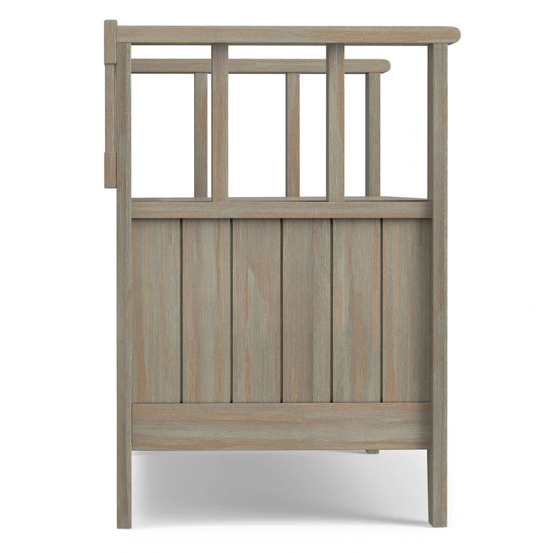 Banc de rangement d'entrée en bois massif de 122 cm