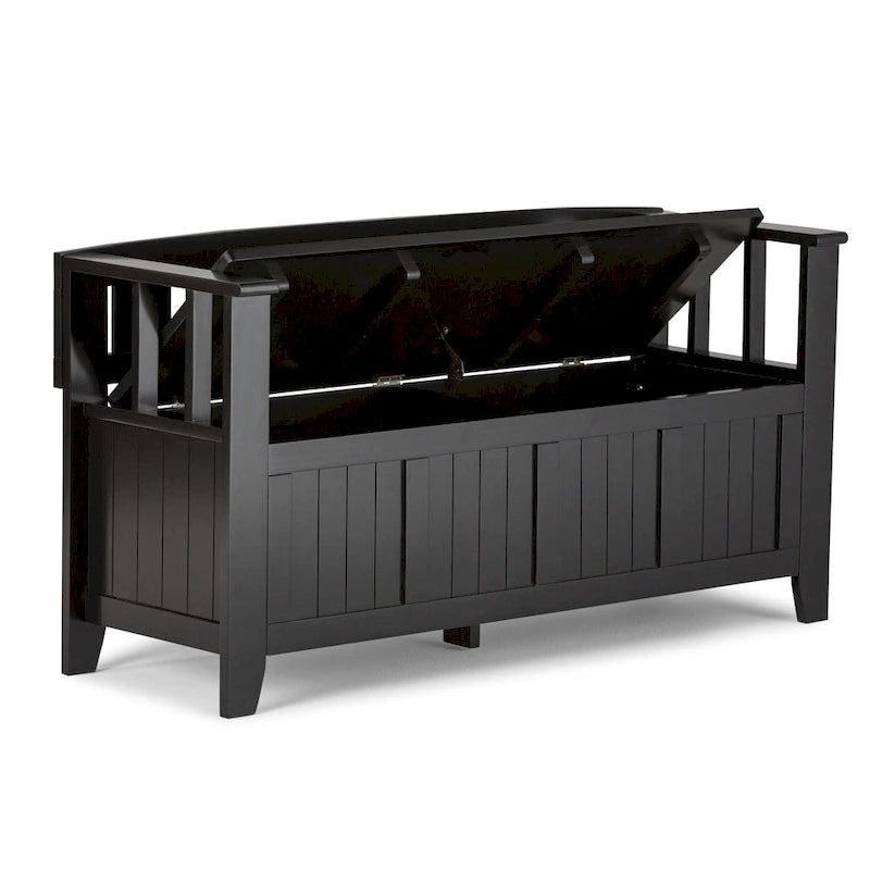 Banc de rangement d'entrée en bois massif de 122 cm