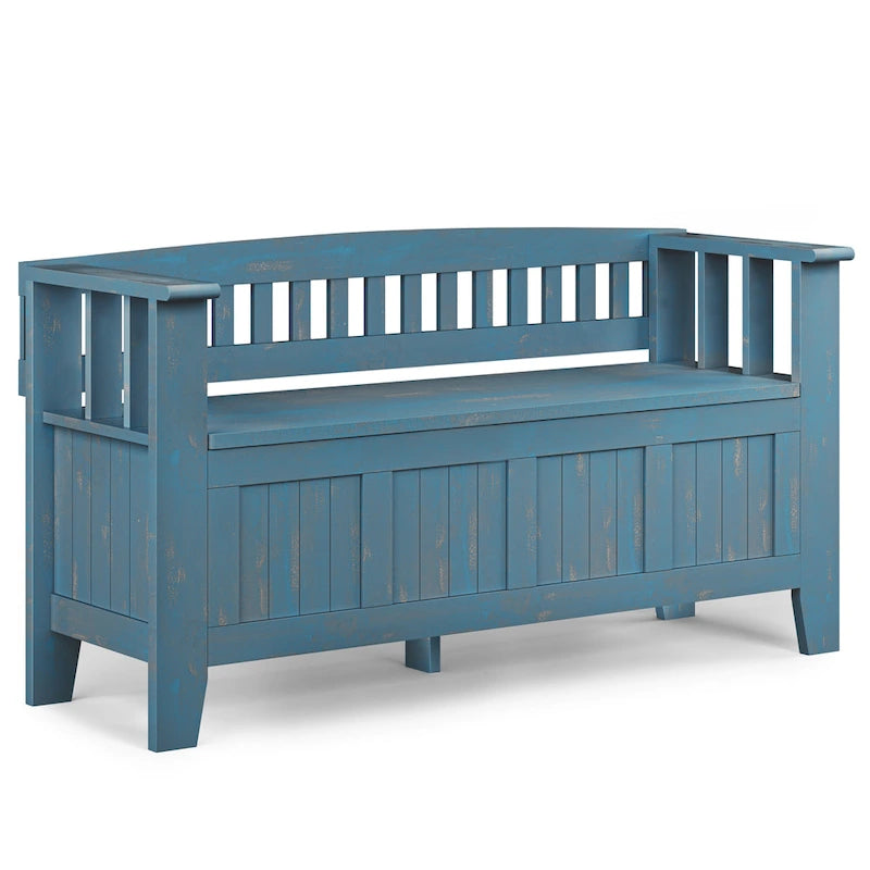 Banc de rangement d'entrée en bois massif de 122 cm