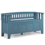 Banc de rangement d'entrée en bois massif de 122 cm