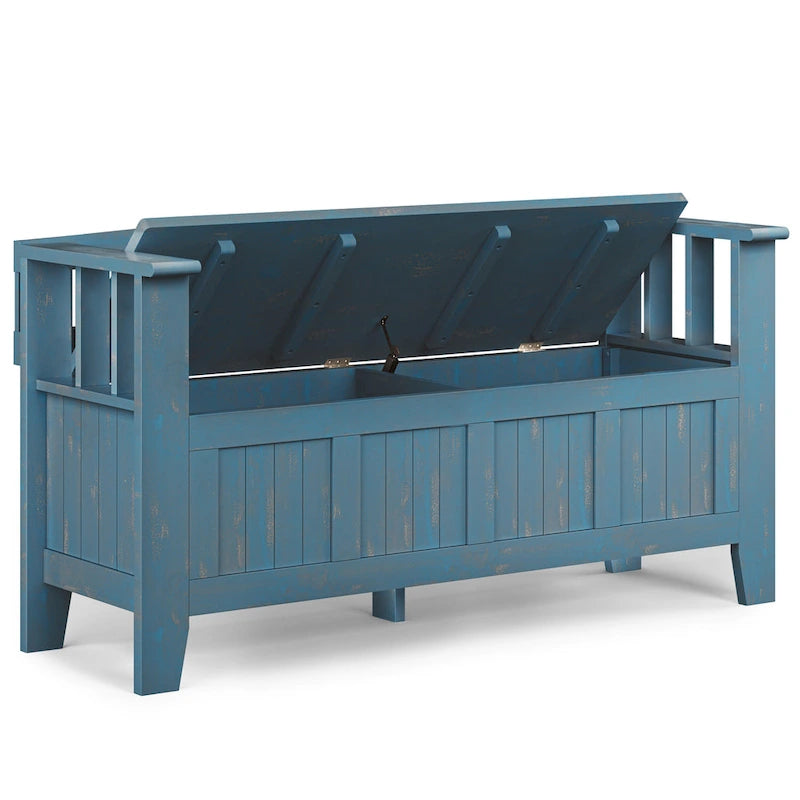 Banc de rangement d'entrée en bois massif de 122 cm