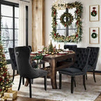 Chaise de salle à manger de luxe rembourrée en velours avec pieds en bois massif