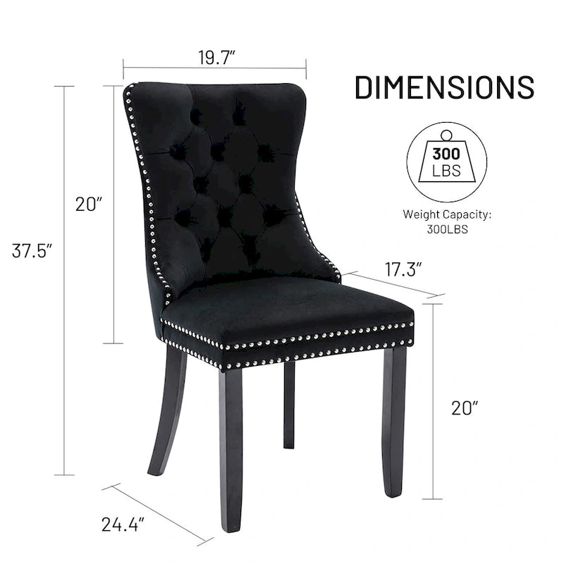 Chaise de salle à manger de luxe rembourrée en velours avec pieds en bois massif