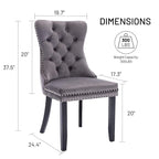 Chaise de salle à manger de luxe rembourrée en velours avec pieds en bois massif