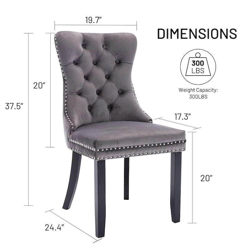 Chaise de salle à manger de luxe rembourrée en velours avec pieds en bois massif
