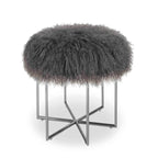 Pouf mongol en vraie peau de mouton