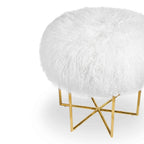 Pouf mongol en vraie peau de mouton