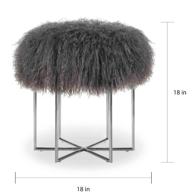 Pouf mongol en vraie peau de mouton