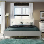 Lit plateforme queen moderne en bois massif blanc