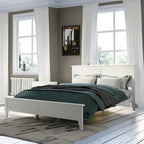 Lit plateforme queen moderne en bois massif blanc
