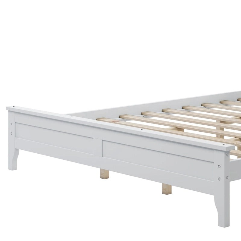 Lit plateforme queen moderne en bois massif blanc