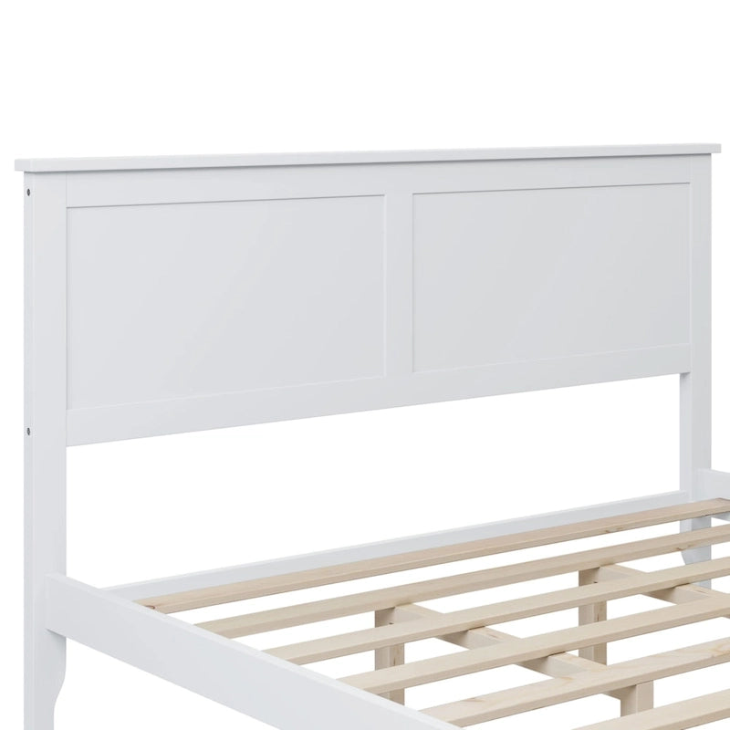 Lit plateforme queen moderne en bois massif blanc