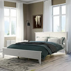 Lit plateforme queen moderne en bois massif blanc
