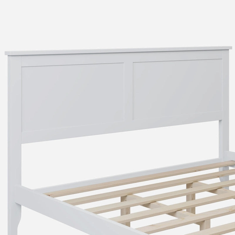 Lit plateforme queen moderne en bois massif blanc